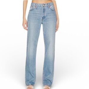 NEW NWT Re/Done Blue Originals The Long Loose Jeans in Wasted Indigo